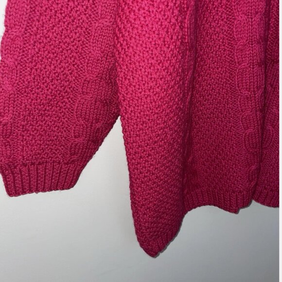 Vintage LL Bean Women’s 100% Wool Sweater Fisherman Cable Knit XL Pockets - Picture 15 of 16